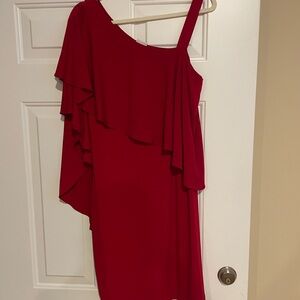Maggy London Vibrant Red One-Shoulder Dress